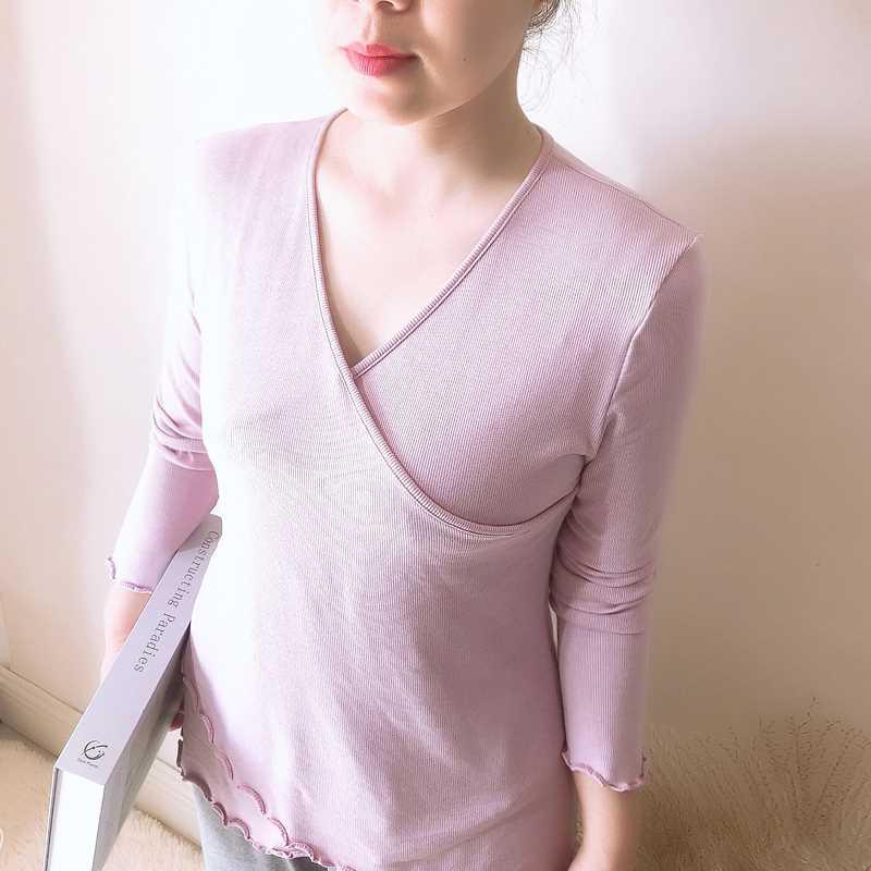 孕妇月子服产后哺乳两件套装长袖t恤春夏薄款睡衣家居服夏喂奶衣
