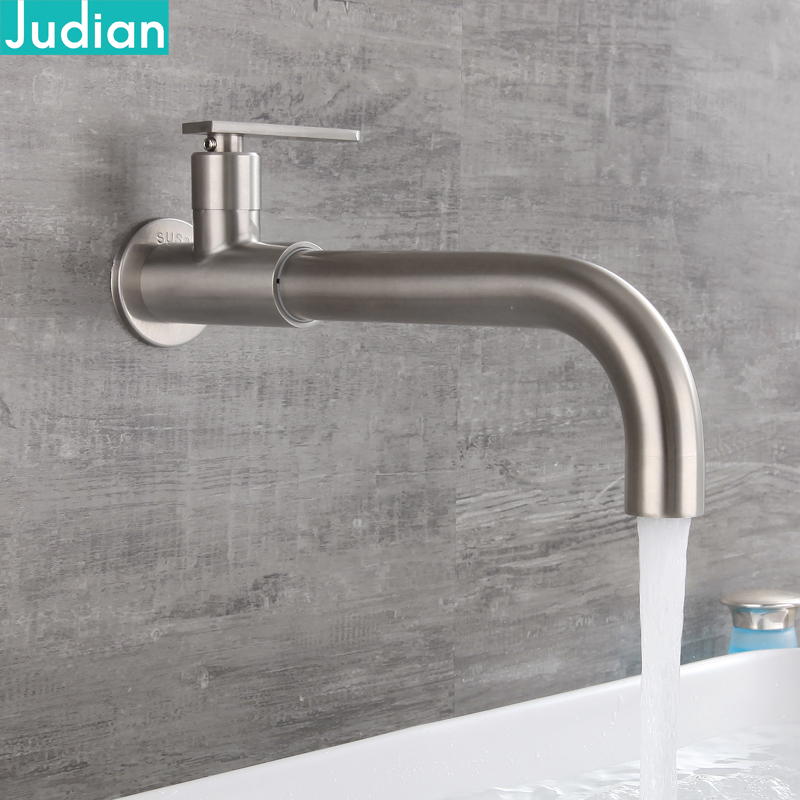 入墙式单冷水龙头喷枪不锈钢旋转简易面盆洗手盆阳台洗衣池拖把池