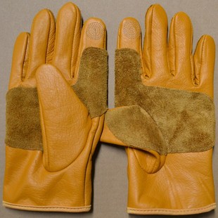 触屏园艺工具机械手套真皮防刺牛皮保暖防风魔术U贴衬里司机骑行