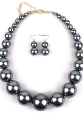 日韩夸张大珍珠项链女短款锁骨链装饰旗袍配饰品脖链颈带毛衣链