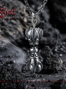 GUXI【封印】暗黑风925银项链男潮高级感 设计感小众吊坠复古银饰