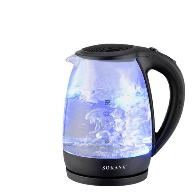 跨境SOKANY 601电热水壶家用玻璃水壶304自动断电电水壶