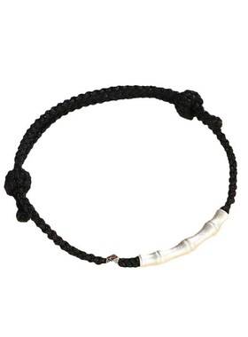 新品999银竹节情侣串珠手链新中式手工编制红色手绳黑色手串