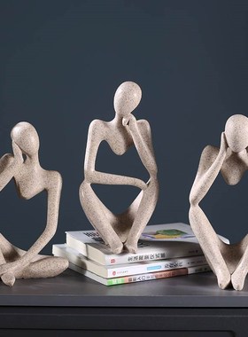 北欧抽象人物复古摆件现代简约办公室家居客厅酒柜装饰品雕塑摆设
