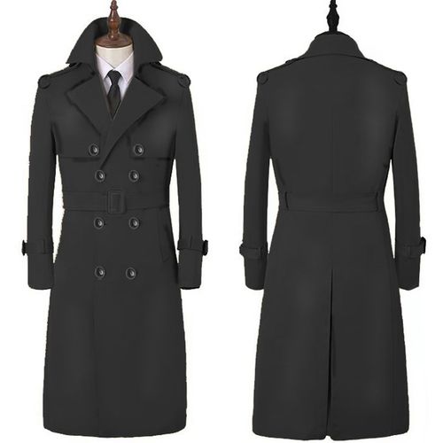 冬季加绒加厚风衣男超长款特长到脚裸双排扣经典商务休闲外套