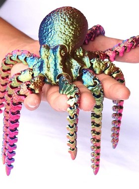 3D打印玩具模型章鱼关节可动网红成品雕塑摆件手办动物装饰工艺品