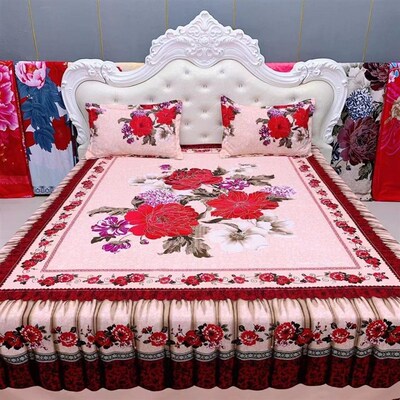 新款床单单件双人全包围床套罩磨毛加厚F床裙四季通用床单1.8*2米