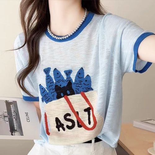 欧货2025夏季新款小众设计感好看宽松薄款T恤衫竹节麻圆领上衣女