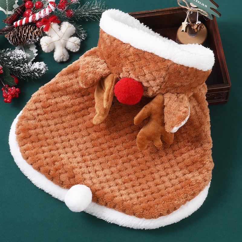 狗狗衣服秋冬圣诞新年宠物睡袍睡觉保暖加绒柯基猫咪毛毯披风斗篷