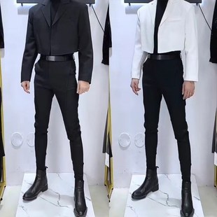 西服韩版 男士 潮流休闲外套夹克帅气夜店小码 西装 2024修身 套装 短款