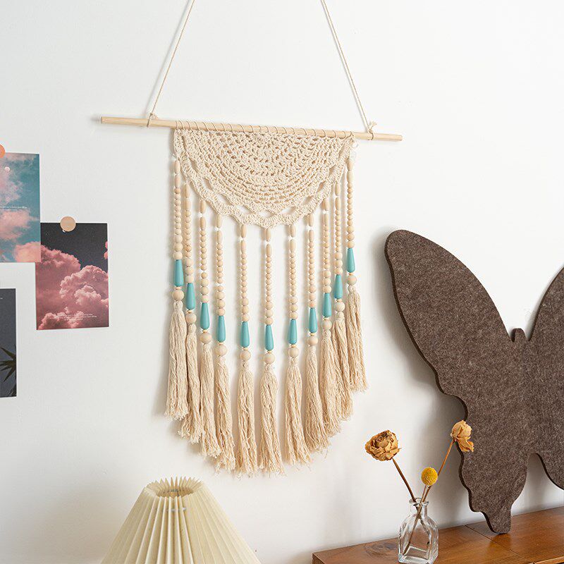 捕梦网木珠流苏编织挂毯民宿墙上遮丑挂件房间墙面装饰壁挂挂饰