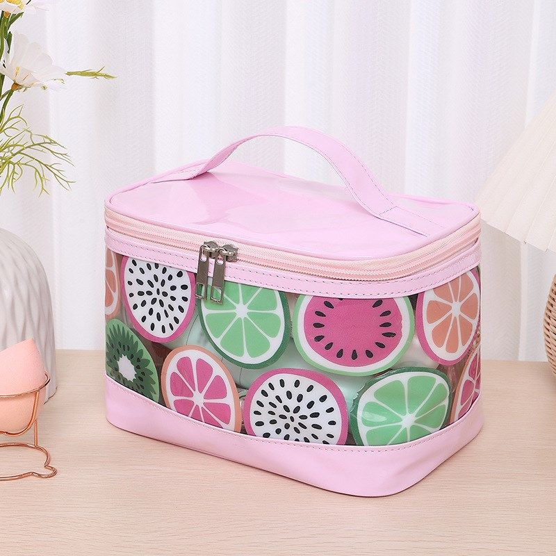 高颜值大容量透明手提便携式椭圆形水桶化妆包洗漱化妆品收纳包,收纳整理,化妆包,淘宝优惠券,粉丝福利购,淘宝优惠卷