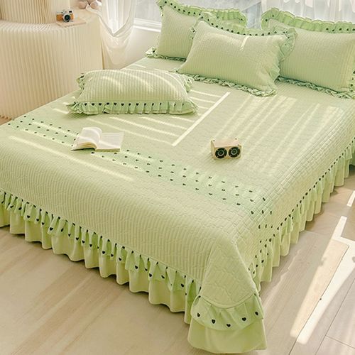 轻奢韩版全棉床盖单件纯棉加厚夹棉床裙床单被套床上炕盖三四件套