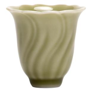 拓土越窑秘色百财聚香杯陶瓷品茗杯单个中式 主人杯家用喝茶聚香杯