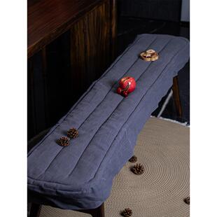 简约棉麻粗布长条凳坐垫亚麻餐椅垫餐厅卡座垫中式沙发垫布艺定制