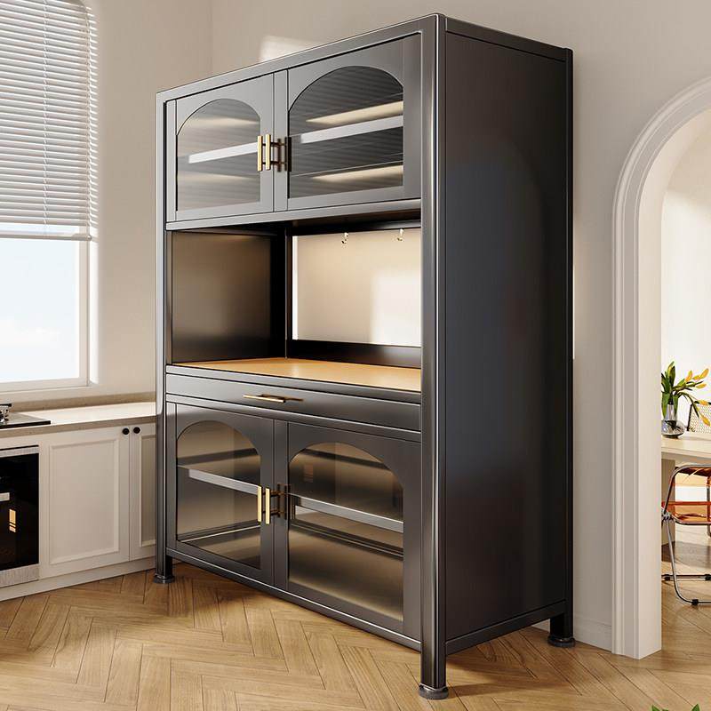 厨房置物架餐边柜落地多层加宽靠墙一体储物柜微波炉收纳架橱柜