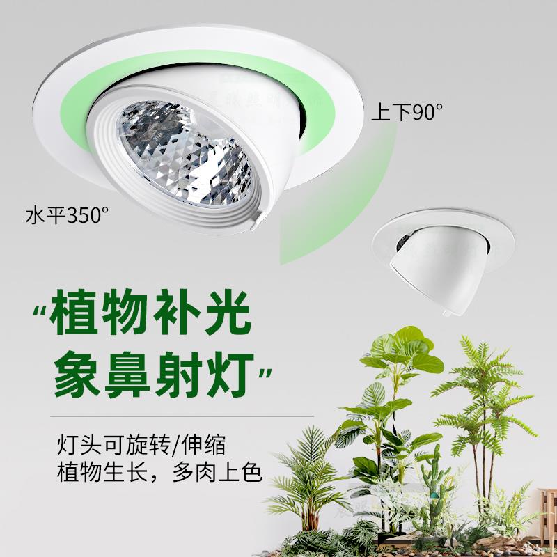 嵌入式植物补光灯led仿太阳全光谱室内植物生长筒灯植物天花射灯