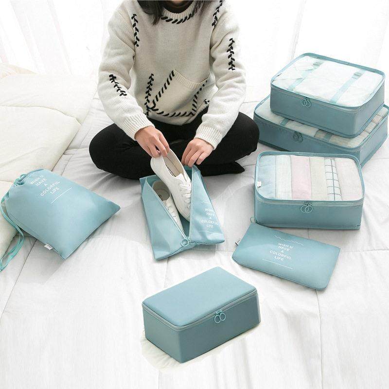跨境旅行收纳袋行李箱衣物整理袋套装衣物整理包斜纹六件套收纳袋,收纳整理,脱毛仪收纳包/袋/盒,淘宝优惠券,粉丝福利购,淘宝优惠卷