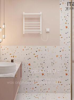 意大利仿古地砖彩色水磨石磁砖 防滑大颗粒地砖 粉色仙女风600x12