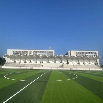 设计建造大型体育馆膜结构钢结构看台张拉膜学校操场遮阳棚景观棚