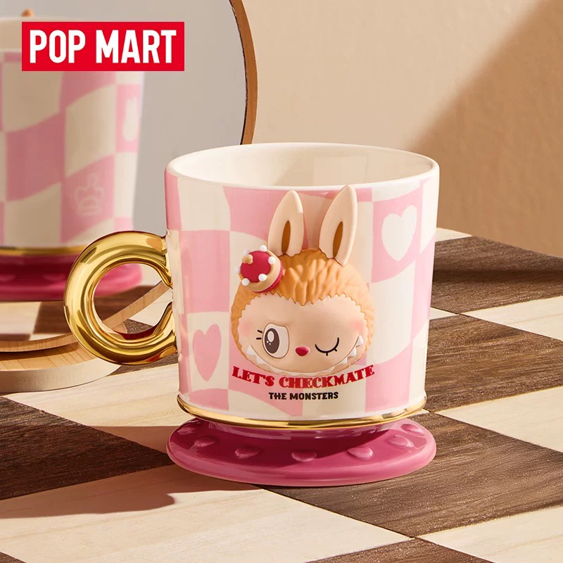 POPMART泡泡玛特THE MONSTERS拉布布象棋大冒险系列粉蓝色马克杯