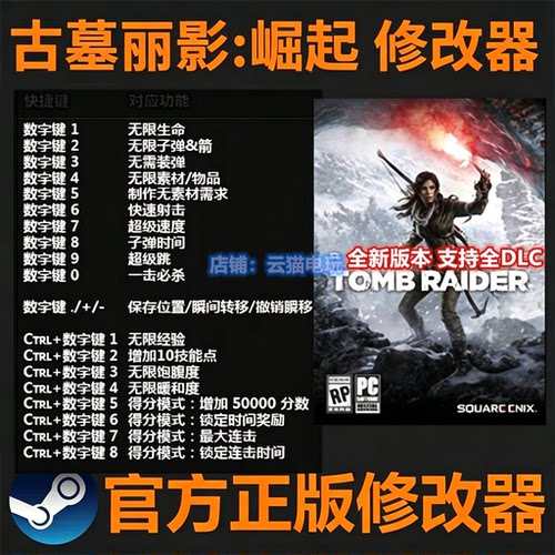 古墓丽影10崛起修改器steam正版epic辅助工具全DLC通关不含游戏