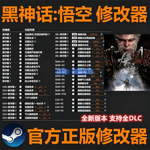 黑神话悟空修改器Steam正版Epic WeGame游戏辅助工具 不含游戏