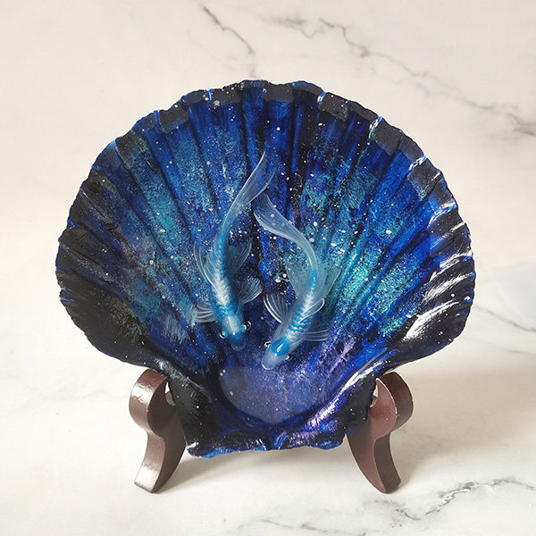 特价*子非鱼手绘3d树脂画贝壳立体金鱼*创意生日礼品礼物包邮礼盒