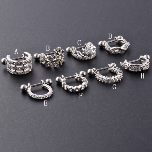 掉色不锈钢锆石穿刺piercing耳钉