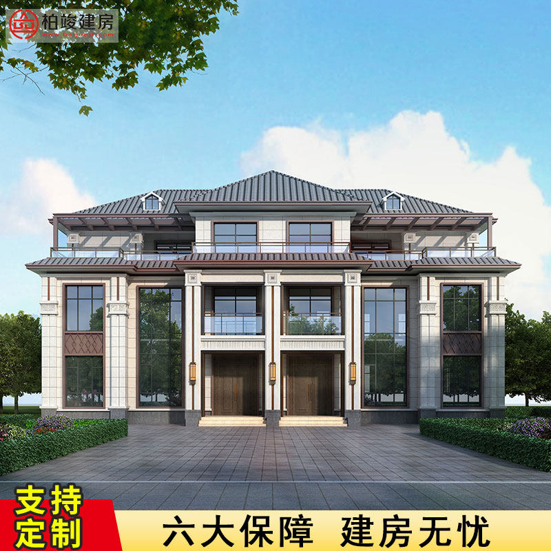 新农村兄弟双拼别墅,兄弟二人农村双拼别墅,兄弟双拼别墅_大山谷图库