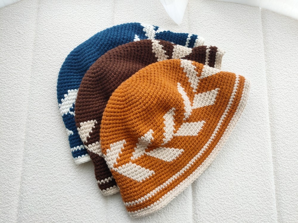 柚jia纯手工钩织毛线编织儿童帽子秋冬保暖青少年渔夫帽私人订制