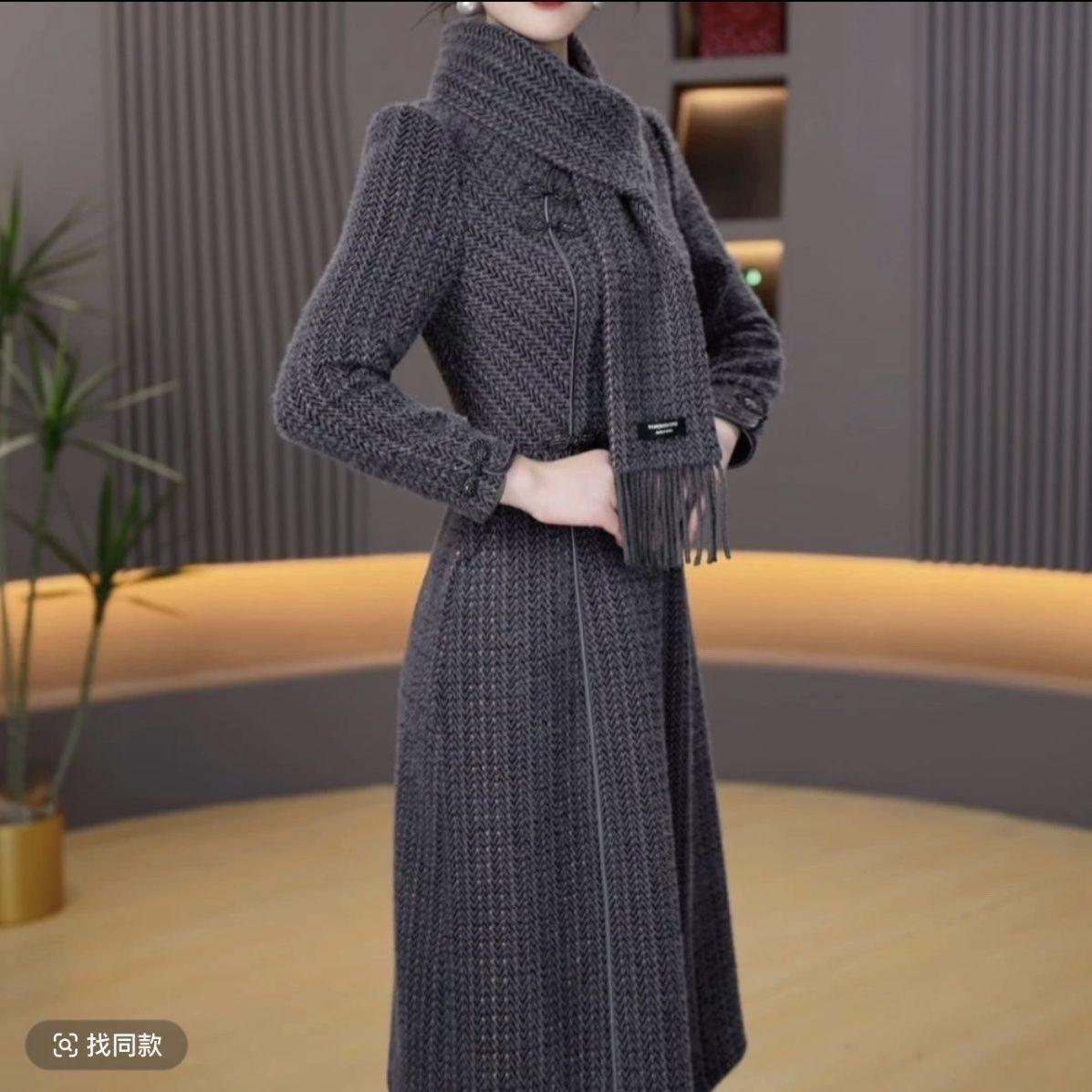 国风气质旗袍中长款连衣裙女2025年秋冬时尚遮肉显瘦大码宽松裙子