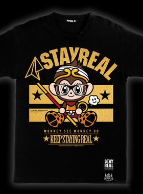 五月天阿信潮牌SR猴犀利小鼠 黑色白色 T恤短袖休闲时尚情侣款