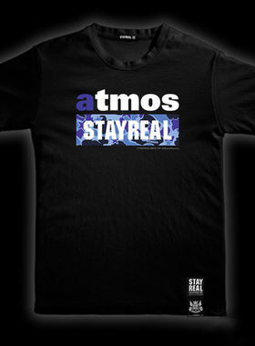 五月天阿信潮牌stayreal X atmos 星潮迷彩t恤 短袖黑色情侣款