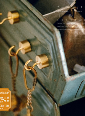 年轮公园-冶致 ZoringPark Hearth 黄铜圆形免打孔磁吸小号挂钩子