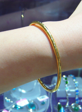黄金手镯999足金男女款光面素圈光圈纯金镯子真金首饰送妈妈