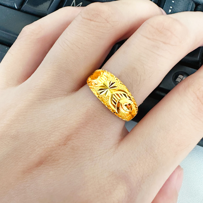 黄金戒指9999足金男女纯金指环实心结实蛇肚戒送妈妈礼物按克