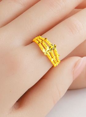 黄金戒指9999足金女款心形多层纯金食指环素金首饰送老婆按克