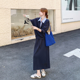 【档口有货】藏青色拼接条子卫衣两件套2C079-4519-p175-k268，女装套装/套裙，2C079