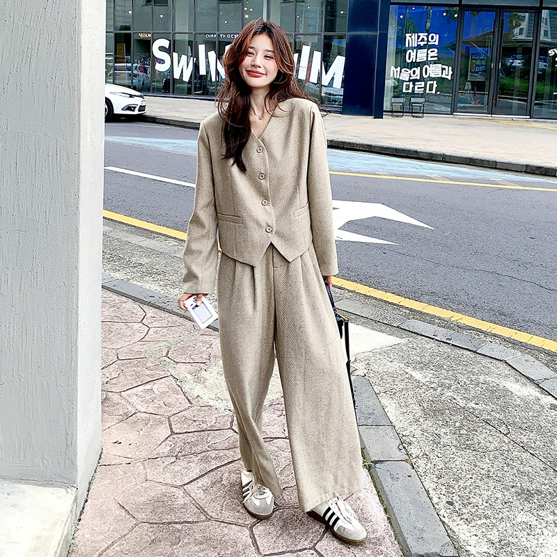【档口有货】含亚麻粗呢子裤子套装2c079-9210-p155-k218,女装套装/套裙,2C079