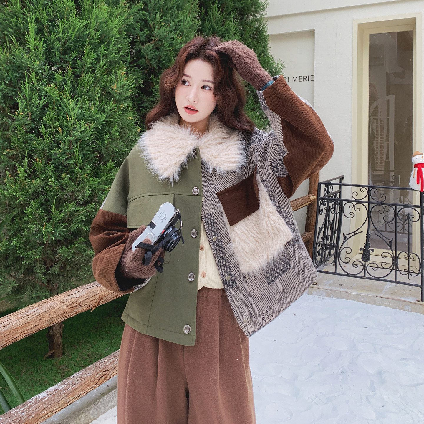 【上新】多面料拼接设计感羽绒服(90老标)079-4575-p320-k478图片