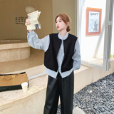 【档口有货】假两件卫衣拼接条纹皮裤两件套2C079-4520-p185-k278，女装套装/套裙，2C079