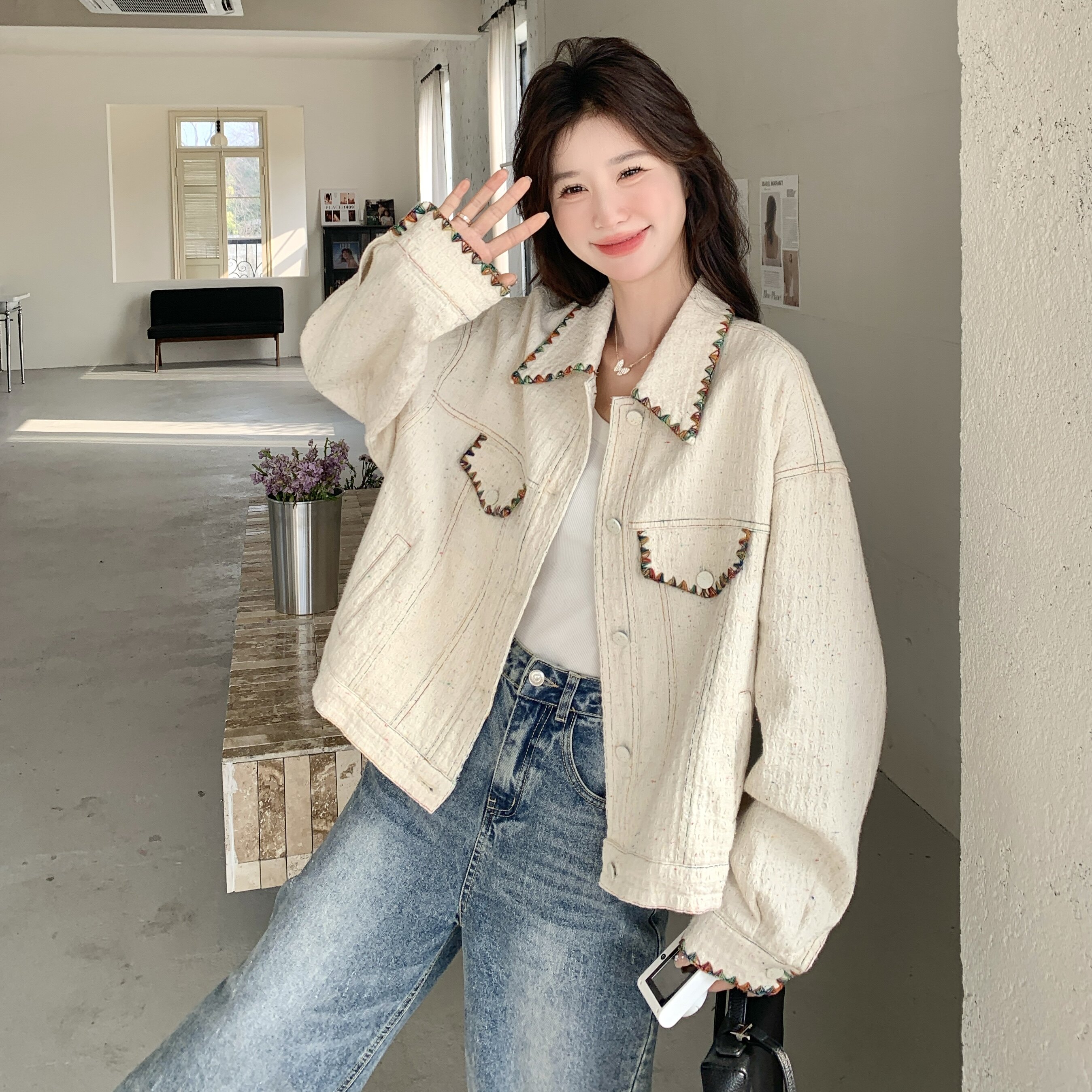【档口有货】满刺绣肌理感外套2C079-2549-p185-k268,女装短外套,2C079