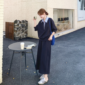 【档口有货】藏青色拼接条子卫衣两件套2C079-4519-p175-k268图片
