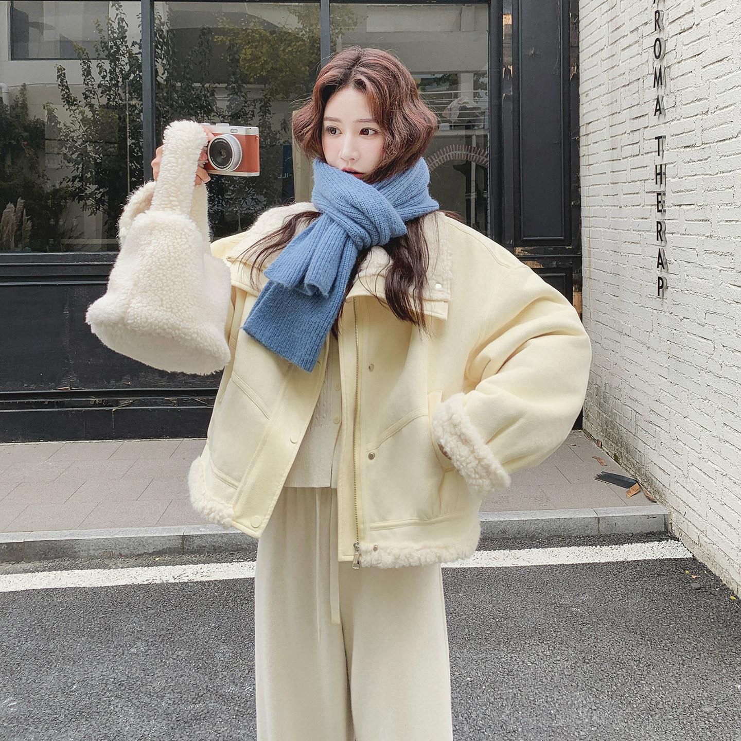 【上新1】鹅黄色皮毛一体外套2C079-4570-p195-k298,女装皮草,2C079