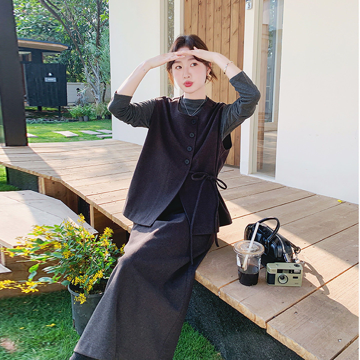 【档口有货】马甲蝴蝶结裙子针织裙子三件套2C079-2610-p185-k298,女装套装/套裙,2C079