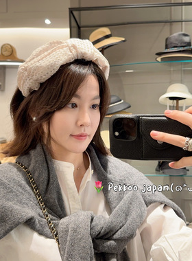 春夏 CA4LA BRA02183 甜美格子蝴蝶结蓬松褶皱发箍发卡 发饰