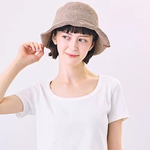 58cm CA4LA DOU02024 COTTON HAND KNIT 个性时尚 纯棉卷檐渔夫帽