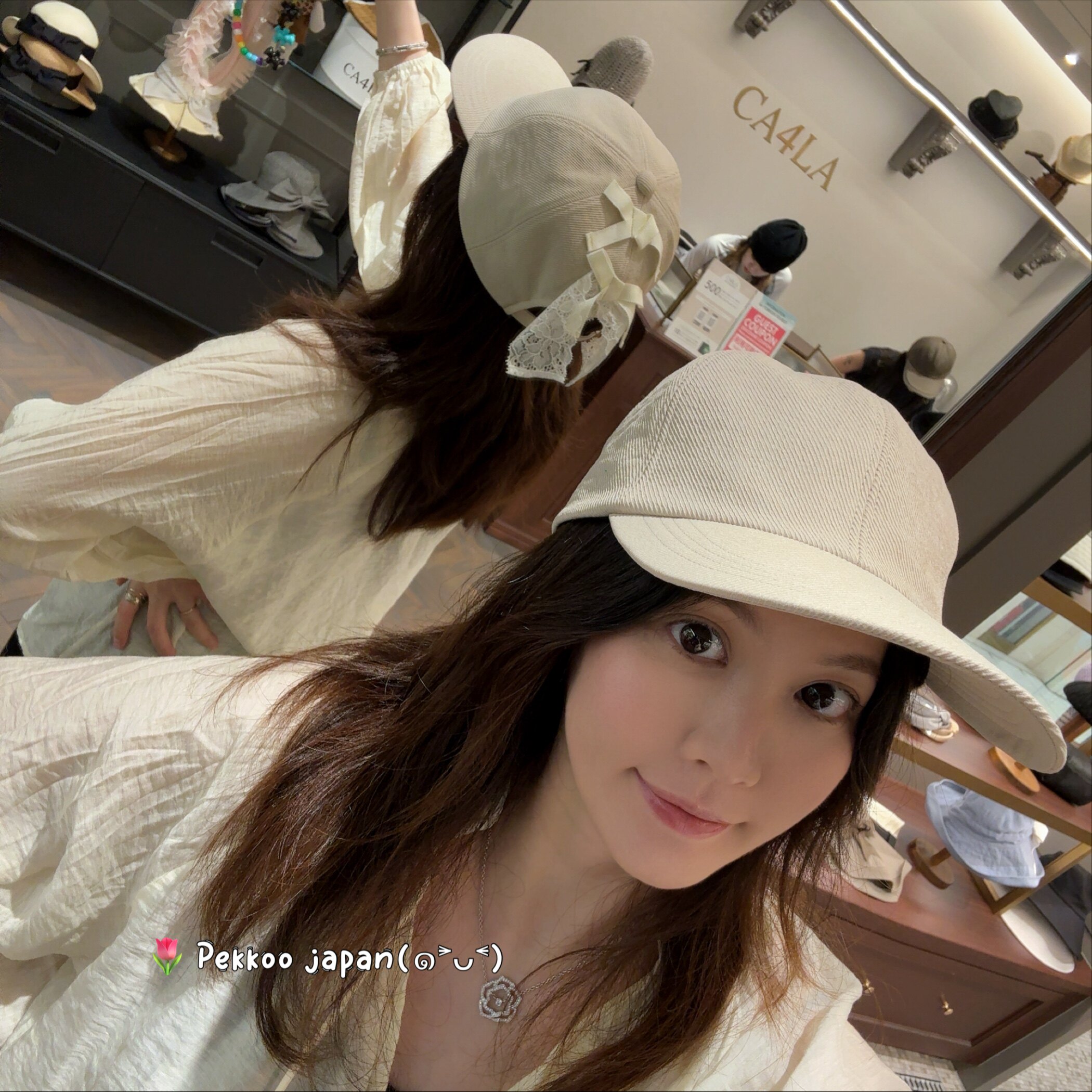 可手洗UV防晒 CA4LA HOLLY TOZ00138 春夏新款棒球帽 蕾丝蝴蝶结