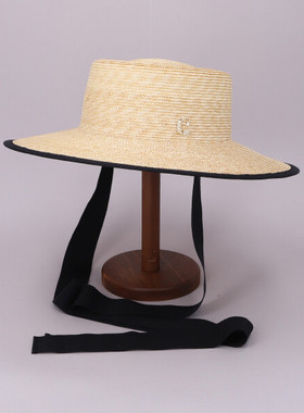 57.5cm CA4LA KTZ02487 AMISCHE3 春夏 麦草编织优雅平顶遮阳草帽